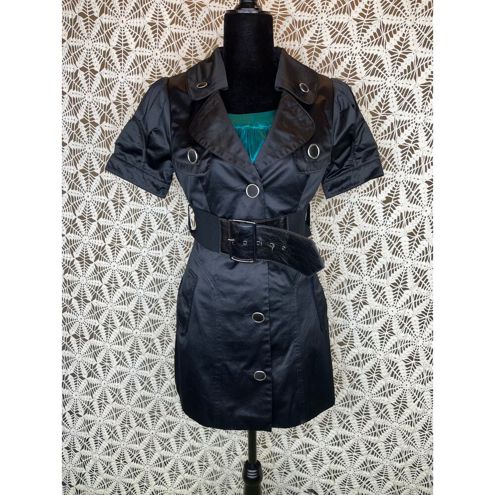 Bebe Short Sleeve Trench Coat Dress